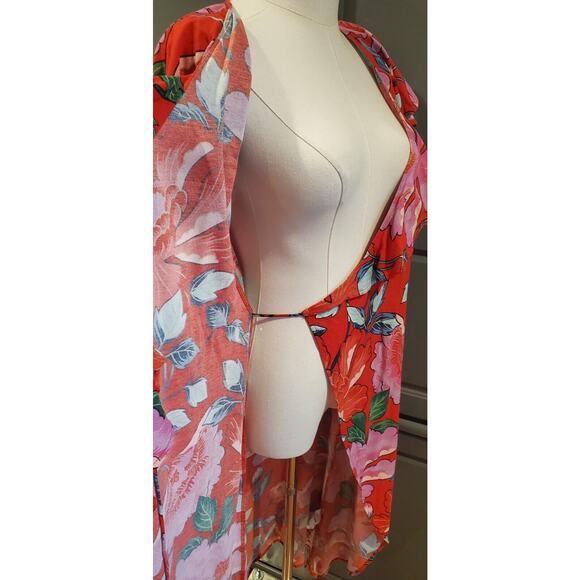 & Other Stories Red Floral Midi Wrap Dress Size US 4 - Picture 5 of 8